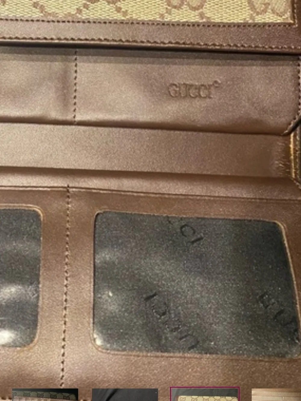 Vintage  Brown Leather  GG Monogram Long Card Holder with Multiple Slots✨🍓🩷